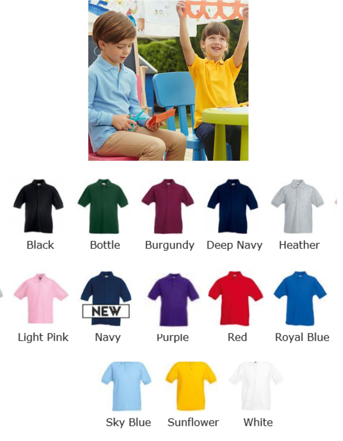 Fruit of the Loom SS25b Childs Polo - Click Image to Close